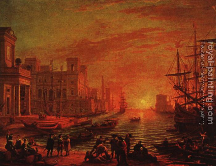 Claude Lorrain : Sea Port at Sunset